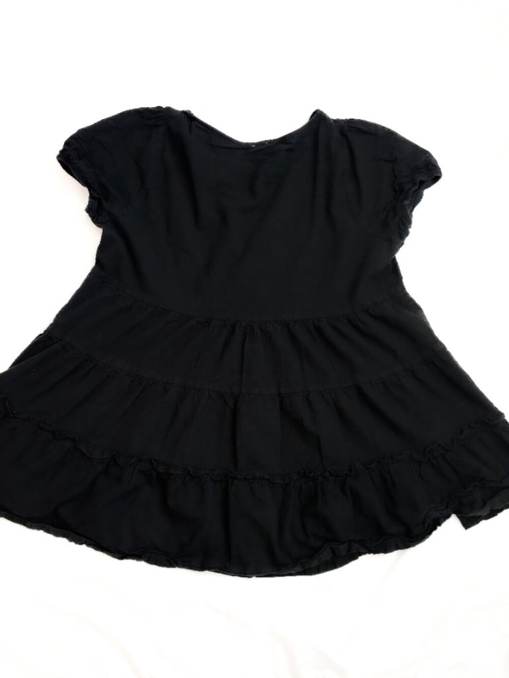 Cotton On Black Tiered Babydoll Top | Flowy & Feminine | Trendy | L - Picture 2 of 2